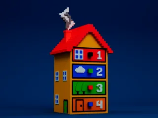 Large 8-Bit Pixel House Modular Storage | 4-Drawer Organizer