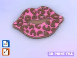 Badge Reel Topper Flat Back Leopard lips-0