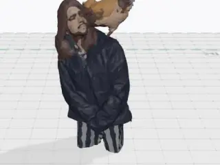 Man with Chicken on shoulder