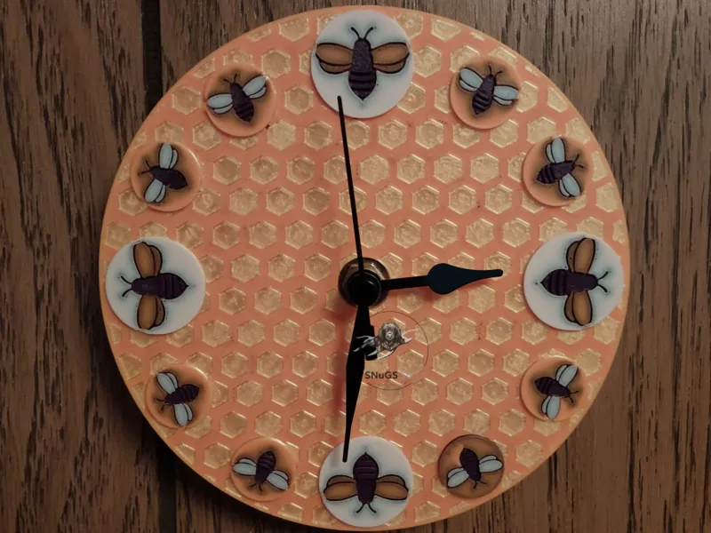 Bees on Honeycomb Clock