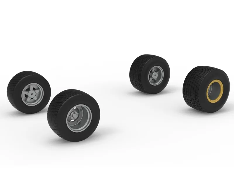 Wheel Set of Vintage Dirt late model Race car V4 Scale 1:25