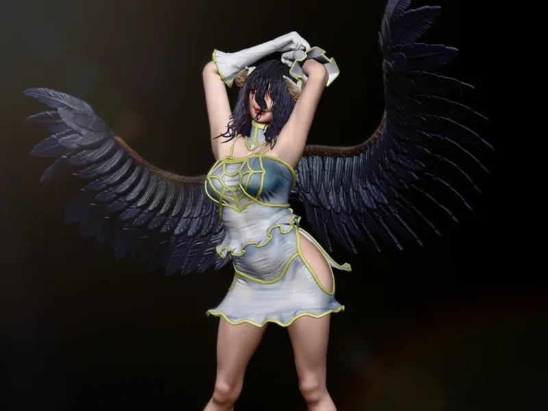 Albedo - Overlord - Fan Art with Wings and Roses