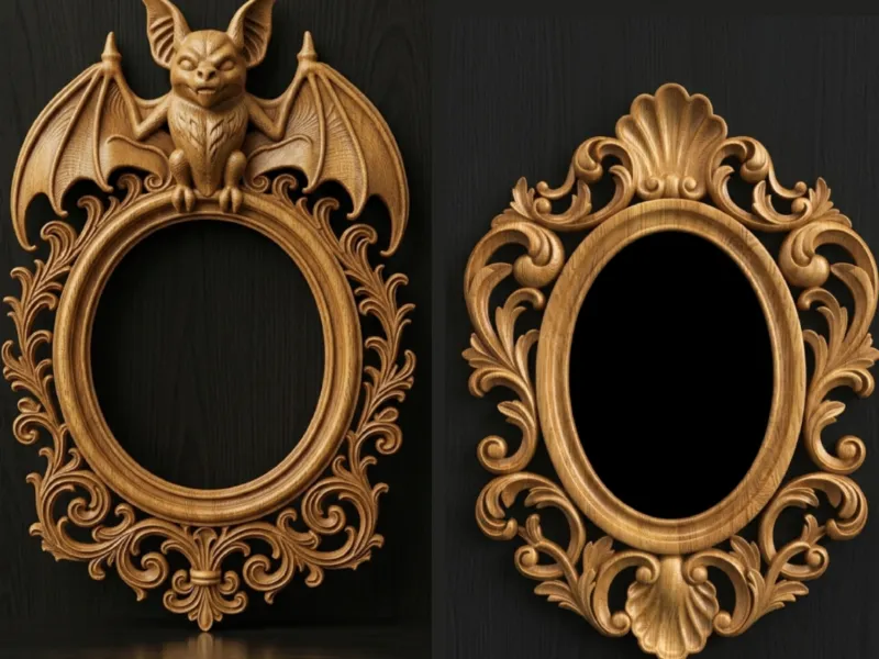 2pcs Frames Oval Baroque and Gothic with Bat