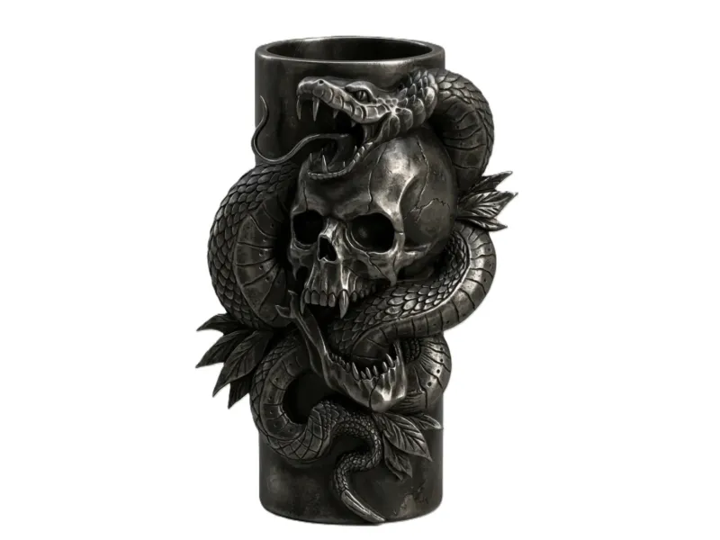 Capa para isqueiro BIC J6 com caveira e serpente