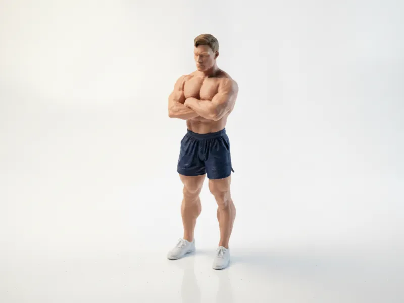 腕を組んだ裸身の男性フィギュア像 3Dプリント可能
