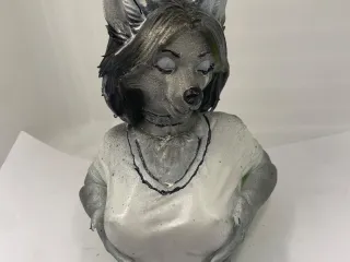 female wolf bust