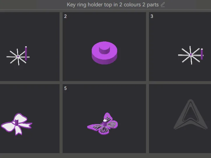 Key ring holder top in 2 colours 2 parts