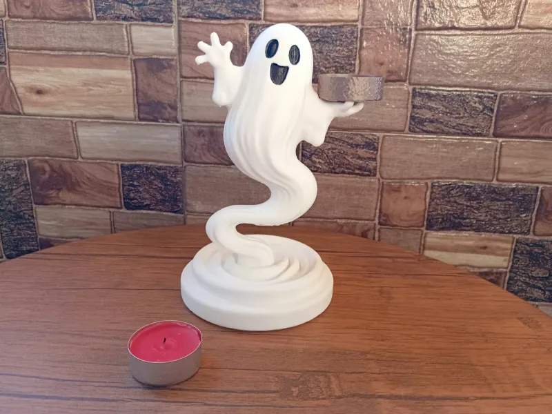 👻 Suporte de Vela Tealight em Fantasma Fofo Impresso em 3D com Compartimento Secreto