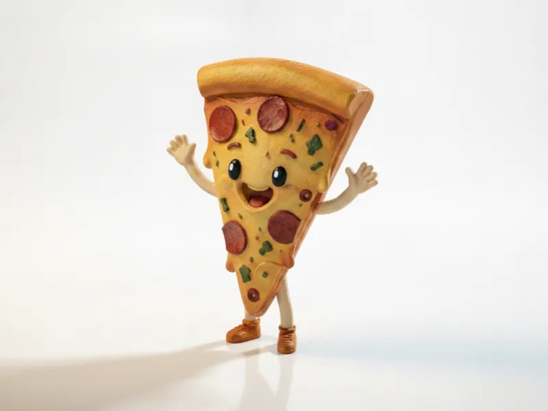 Figurinha 3D Imprimível do Personagem Fatia de Pizza Feliz