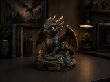 Crystal Hatchling Guardian | Fantasy Dragon Desk Statue-0