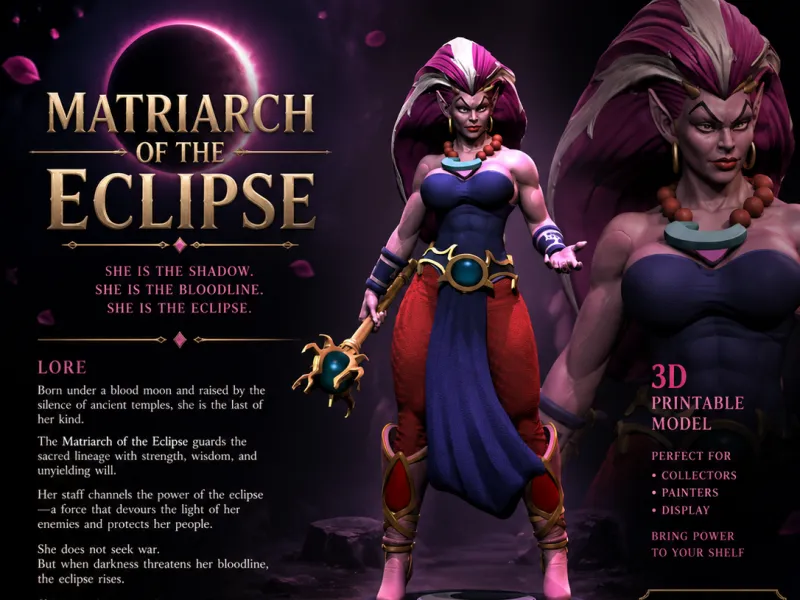Matriarch of the Eclipse – Dark Fantasy Female Warrior STL |