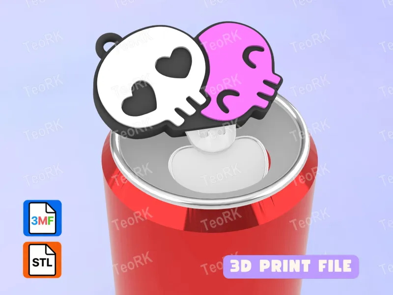 Soda Tab Opener Keychain cute skulls in love