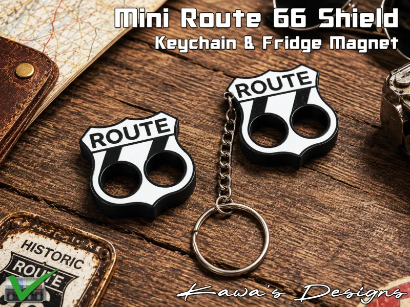 Mini Route 66 Shield Keychain & Fridge