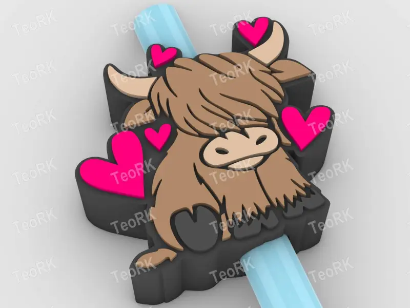 Straw Topper bebé highland love heart - valentine day