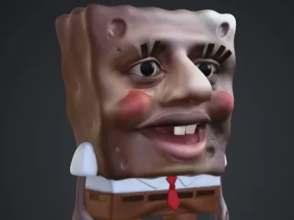 Fan Art di iShowSponge - Statua Meme di IShowSpeed SpongeBob