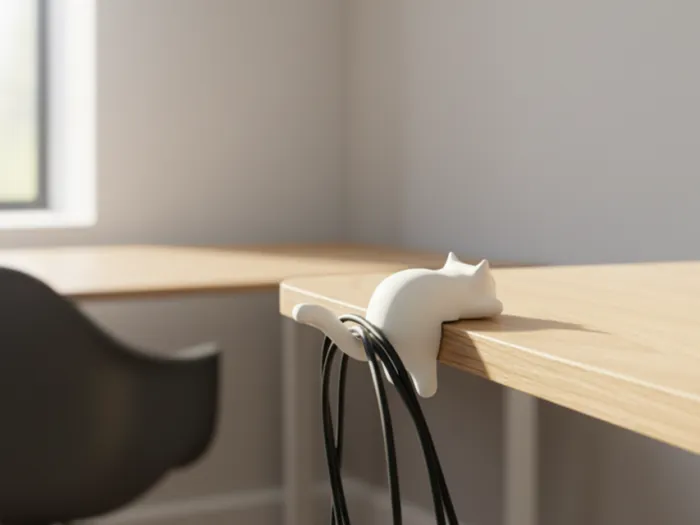 Cat Desk Hook Cable Organizer - Home - PLA - 3D printed product