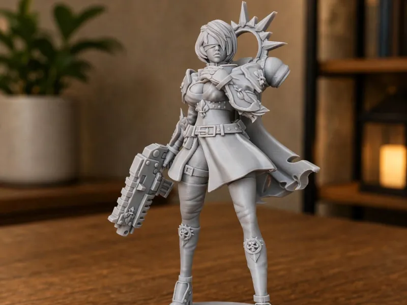 Elegant Futuristic Combat Android – Sci-Fi Figure STL