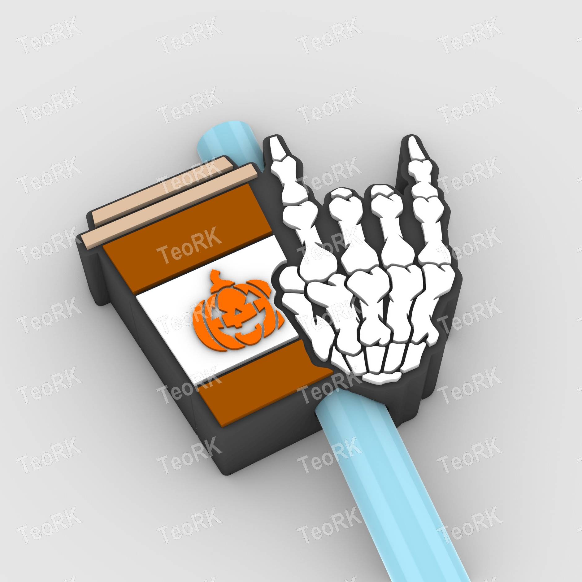 Straw Topper Halloween coffee skeleton hand