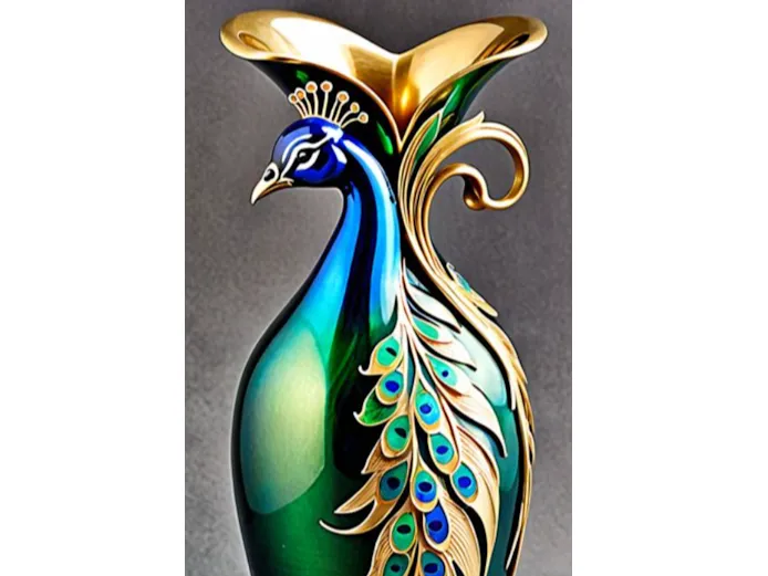 Golden Peacock Vase