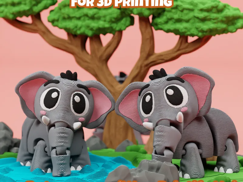 Articulated Elephant STL File: Flexi Fidget Toy (3D Printing