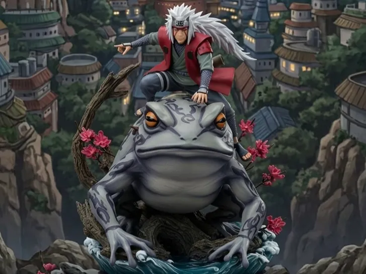 Jiraiya sobre sapo gigante de la Montaña Myoboku.