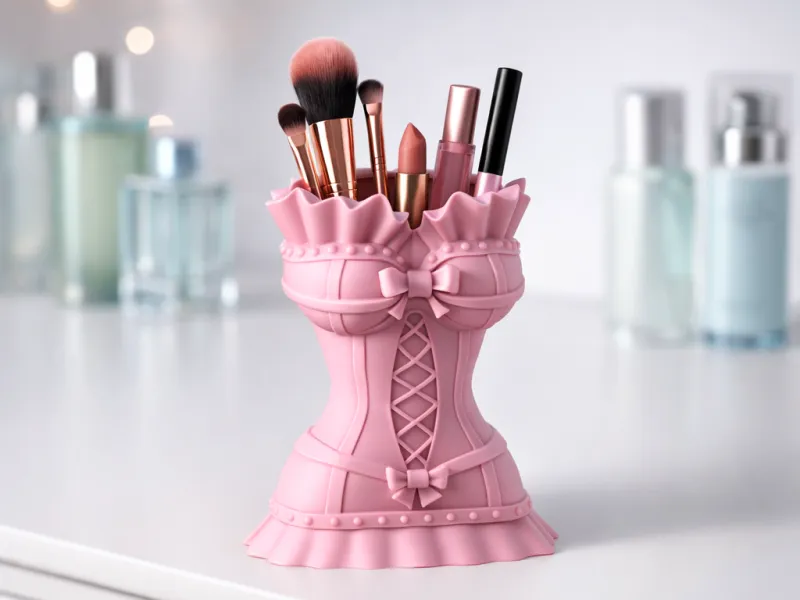 Corset Makeup Organizer | Bow Dress Brush Holder