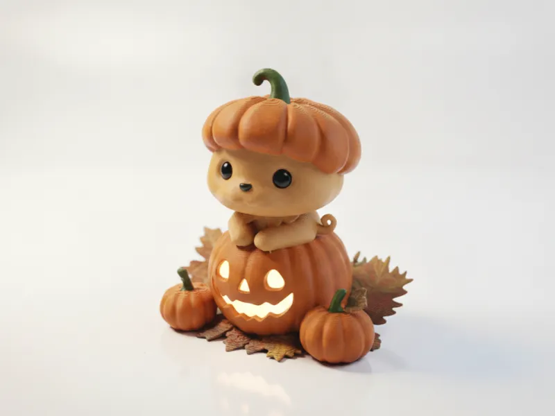 Cat Pumpkin Figurine Animal Sculpture 3D Printable