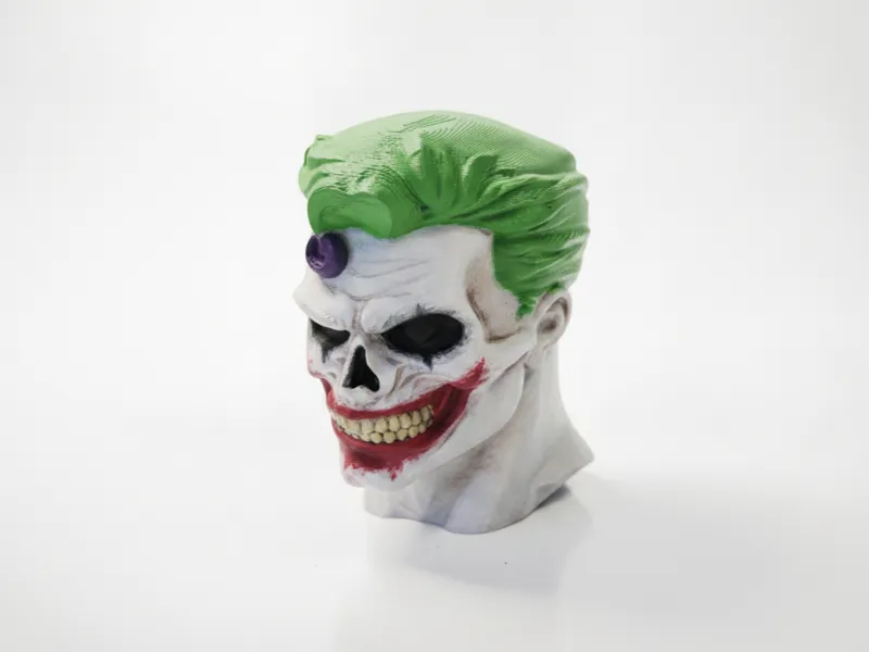 Scultura a Busto 3D Stampabile del Joker con Metà Teschio