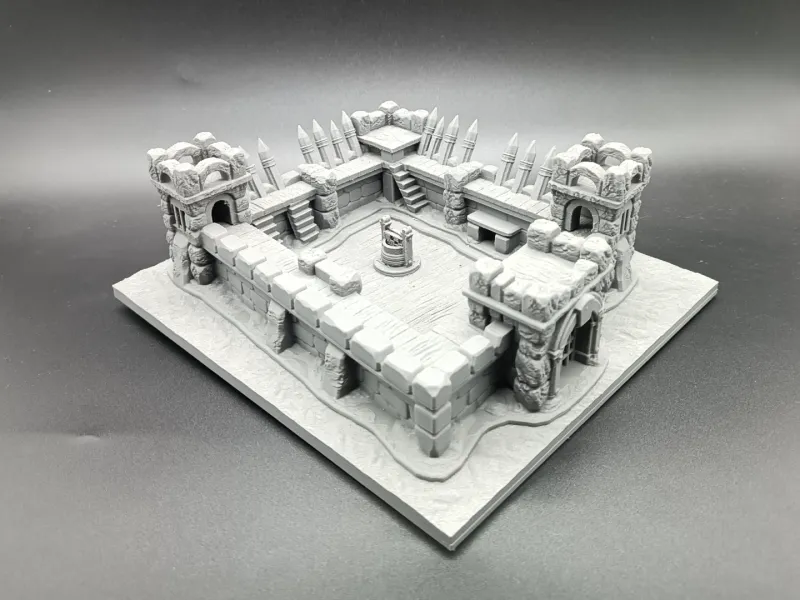 Medieval Fort with Moat & Barricades Terrain - RPG DnD