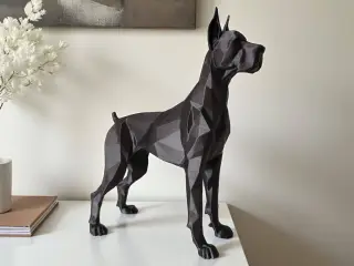 Guarding Low Poly Great Dane Sculpture