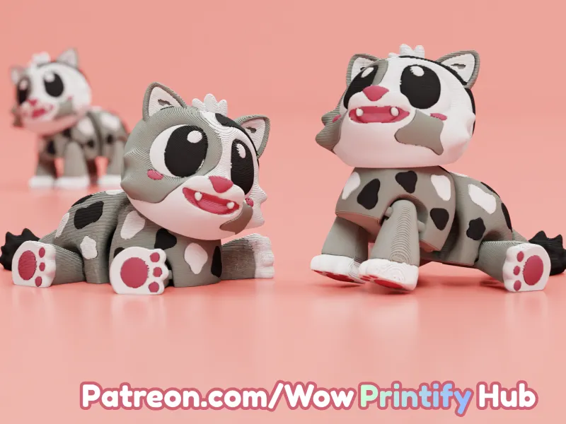 Articulated Cat STL & 3MF – Flexi Print in place animal