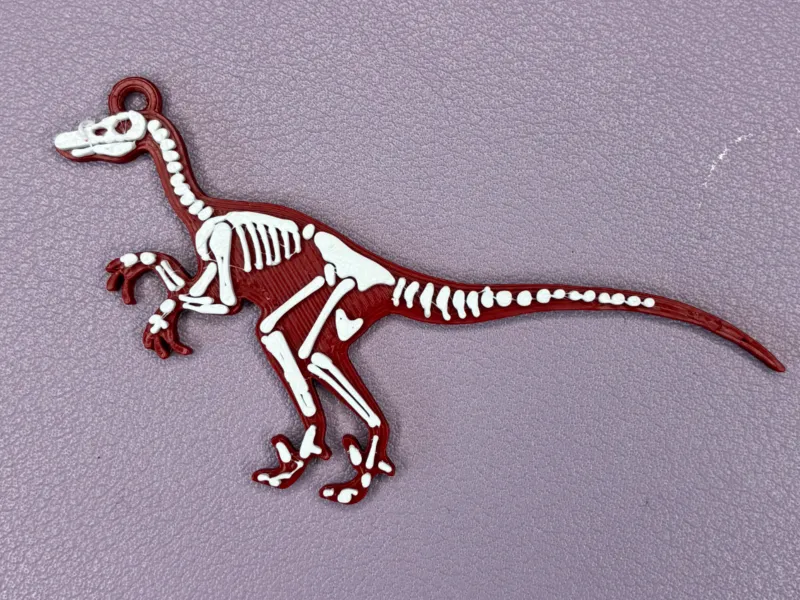 Velociraptor Skeleton Keyring | Multicolour Dinosaur Keychai