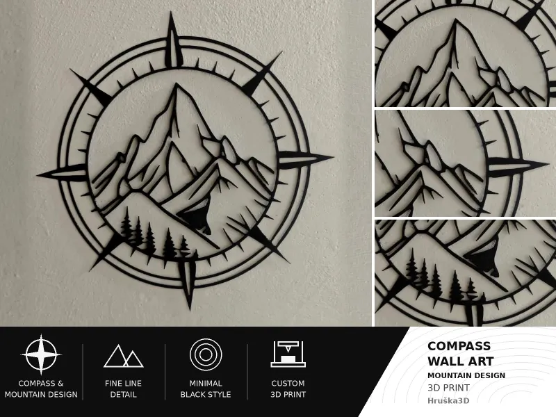 Arte da Parete Bussola di Montagna