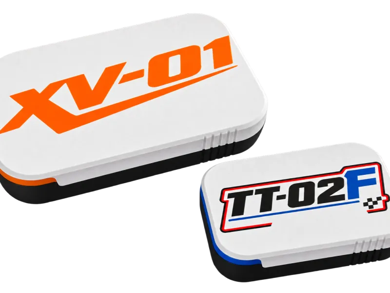 Tamiya RC Parts Boxes XV01 and TT02F
