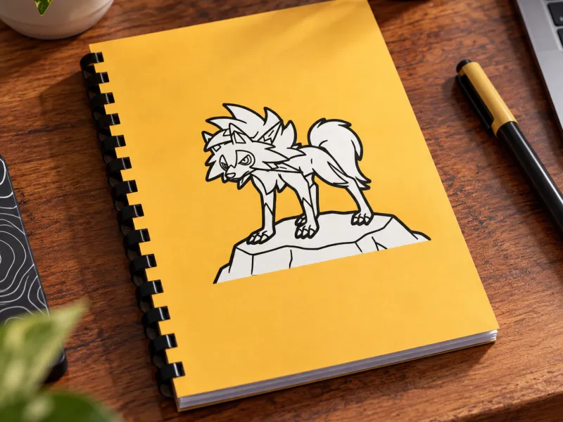 Couverture de carnet à reliure peigne A5 Lycanroc