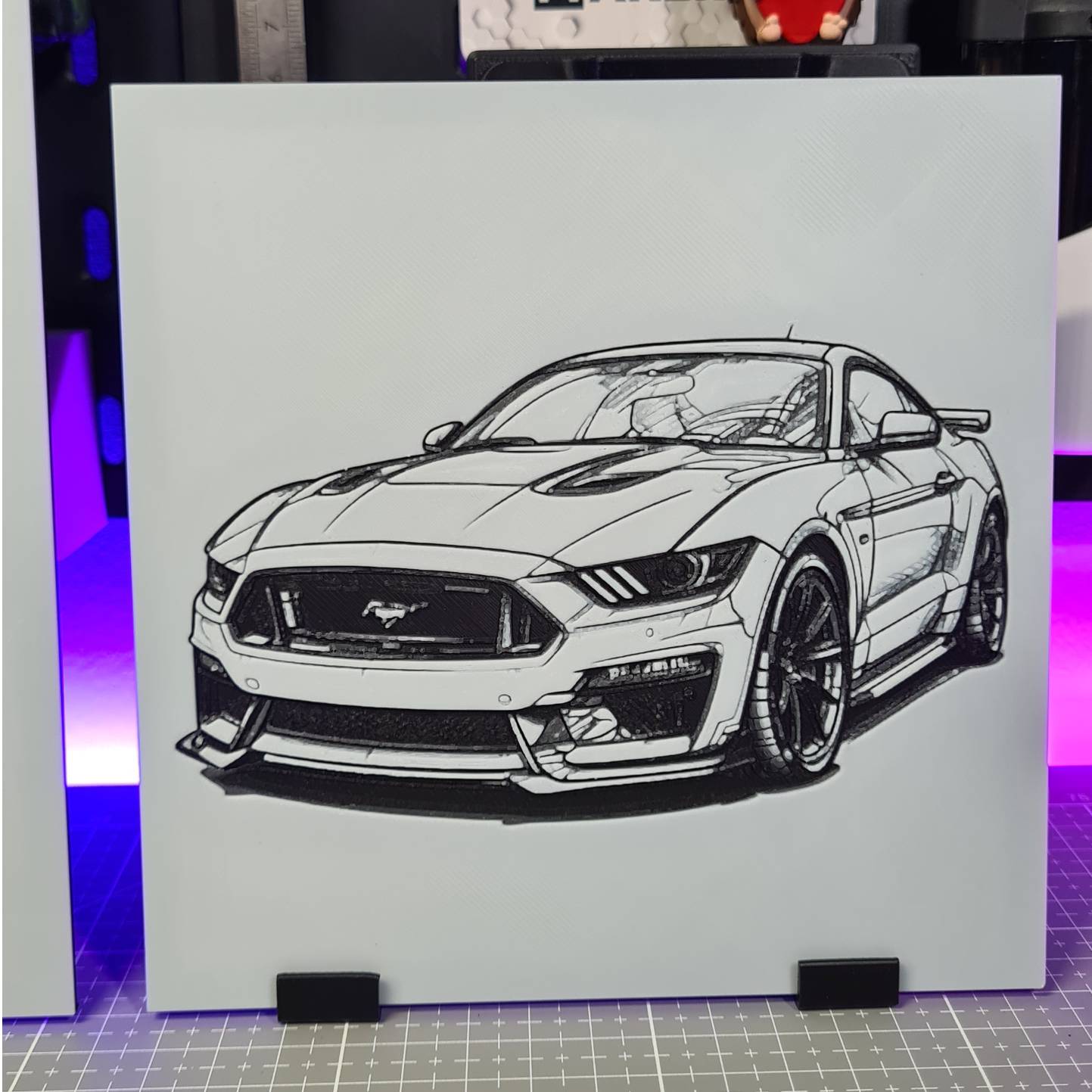 Hueforge Files 3D Printer Files | 3MF File | Ford Mustang - Hueforge - 3 Colors ...