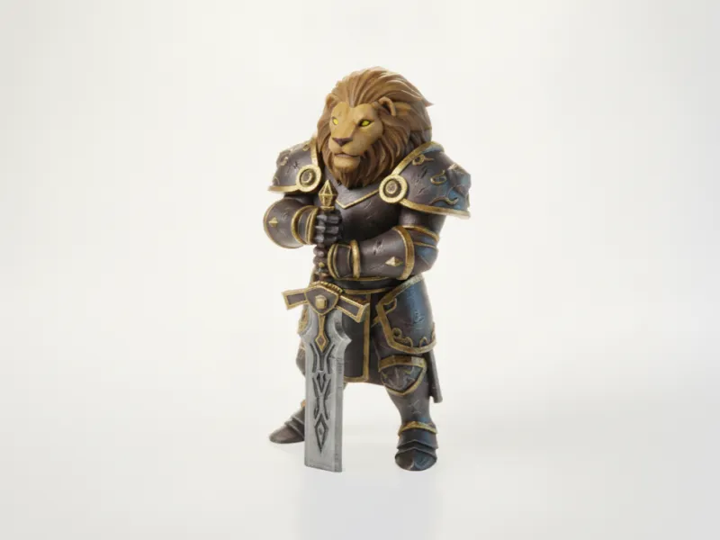 Lion Warrior King Fantasy Figurine 3D Printable