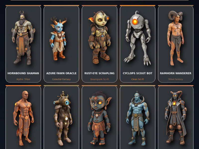 Mythic & Mech Character Collection – High-Poly Kitbash 3D