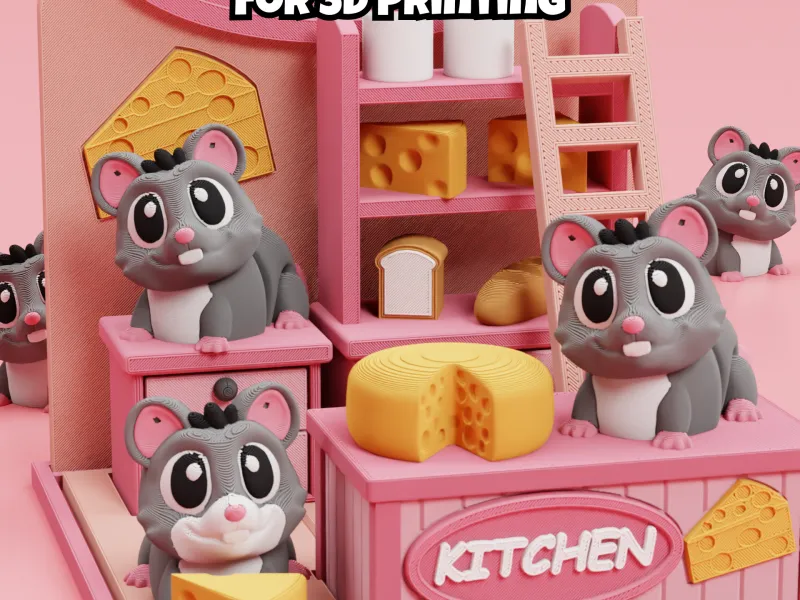 Cute Mouse Kitchen STL File: Articulated Flexi Toy