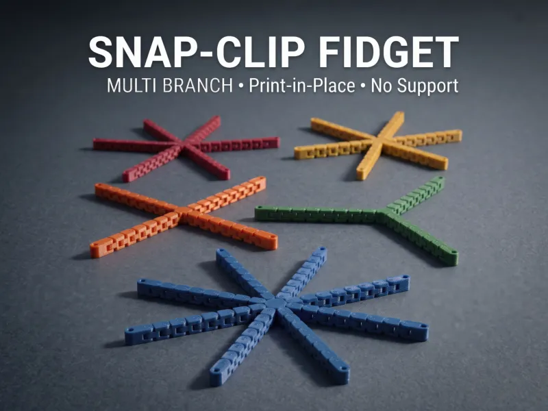 Snap-Clip Fidget | PrintInPlace | Large Size | 8 link/Branch