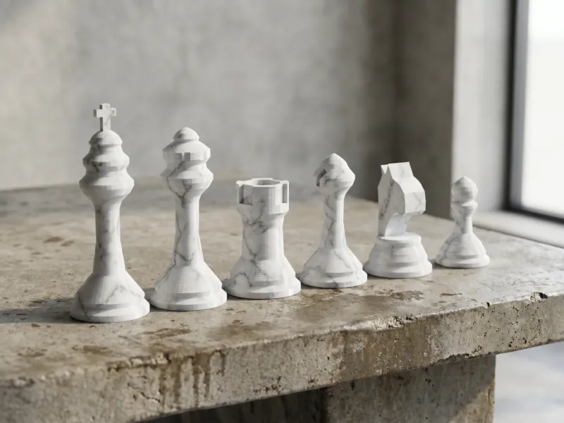 Monarch Chess Set | 6-Piece 3D-Printed Staunton Pieces