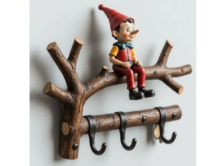 Pinocchio on a Wooden Tree Coat Rack