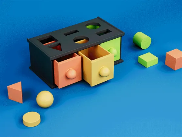 Interactive Montessori Shape Sorter Toy with Storage Drawers