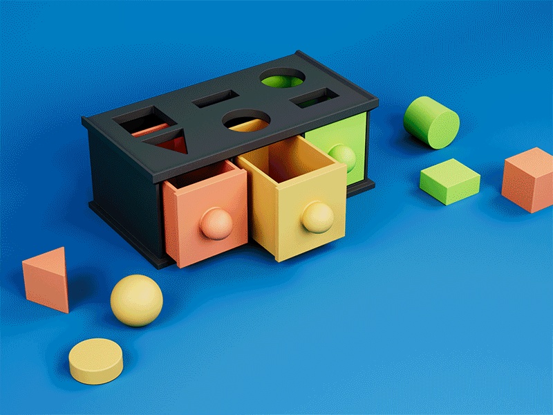 Interactive Montessori Shape Sorter Toy with Storage Drawers