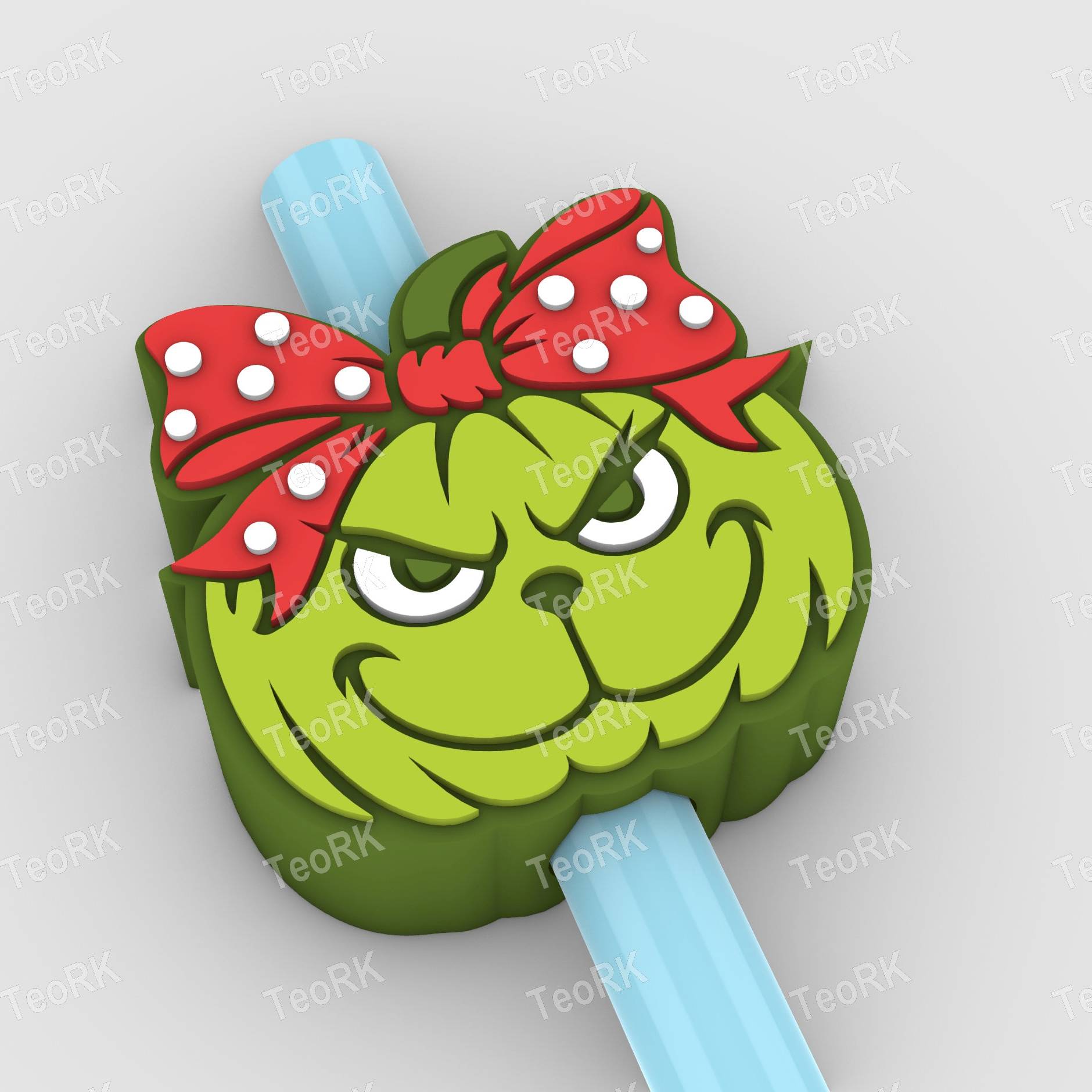 Straw Topper GRINCH PUMPKIN