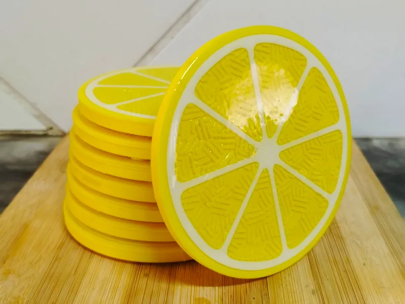 🍋 Zesty Stack – Lemon Slice Coaster Set