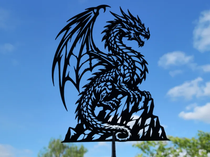 Dark Dragon 2D Wall Art Fantasy Creature Decor