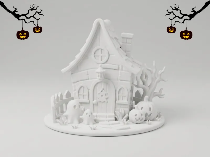 Graziosa Casa Infestata - Diorama di Halloween Modello 3D