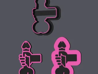 Handjob - Cookie Cutter with stamp and embosser (3 sizes)