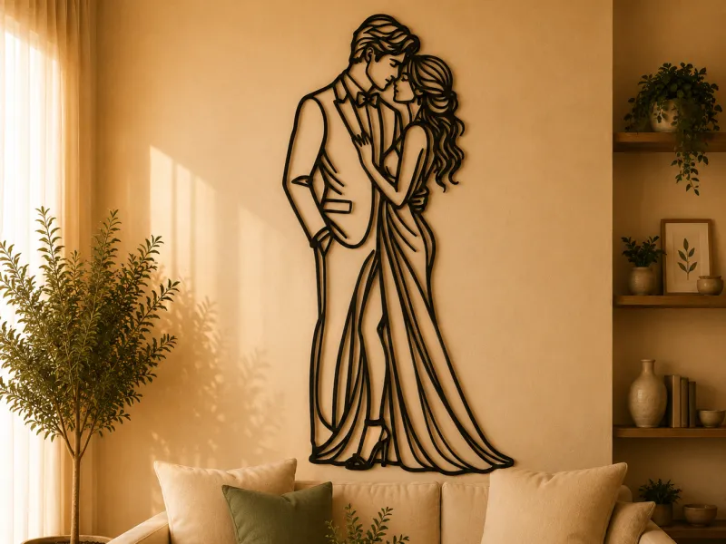 Romantic Couple Silhouette 2D Wall Art